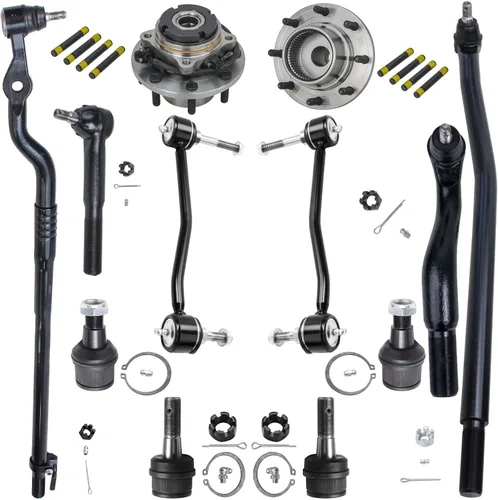 Detroit Axle - Kit de suspensión delantera 4WD para Ford F-250 F-350 Super Duty 00-04, 2 cubos de rodamiento de ruedas, 4 rótulas, 4 barras de