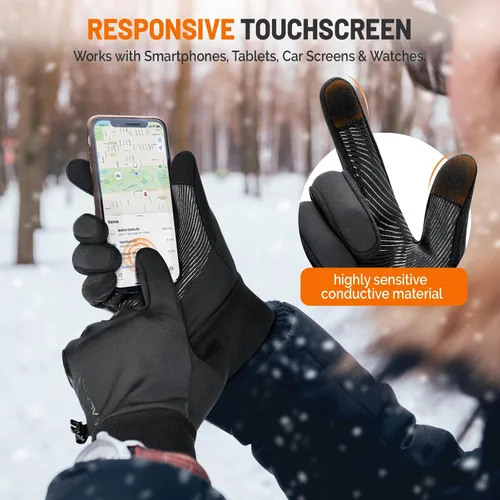 Miniatura 4 de Guantes de invierno para hombres y mujeres, resistentes al viento, para pantalla táctil, con forro térmico, guantes de correr para ciclismo