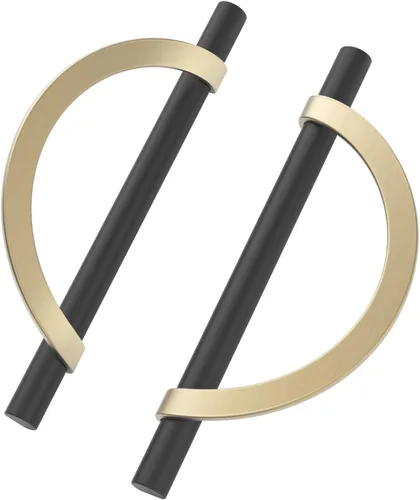 Miniatura 20 de 9BUILD Paquete de 10 tiradores de gabinete dorados cepillados de 3.75 pulgadas, manijas de gabinete negras mate, tiradores negros para gabinetes