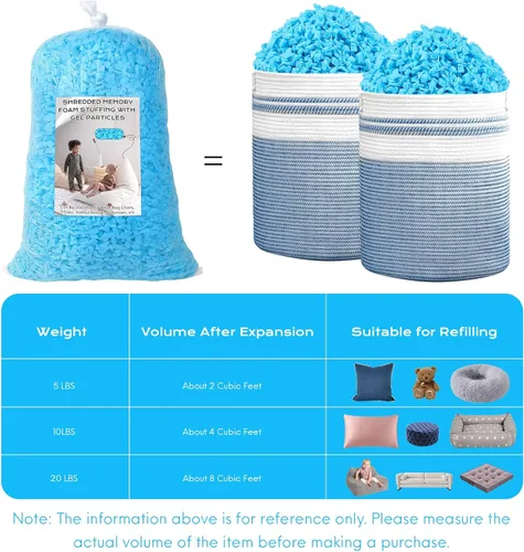 Miniatura 6 de Relleno de Puf, Relleno de Espuma Viscoelástica Triturada de 30 Libras, Relleno de Silla de Puf, Inserto de Recarga para Puf, Relleno para Saco