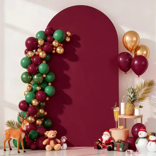 Miniatura 11 de Cubierta de Fondo de Arco Beige de 6 Pies - Cubiertas de Poliéster Ajustadas para Soporte de Arco de Boda con Parte Superior Redonda, Cubierta