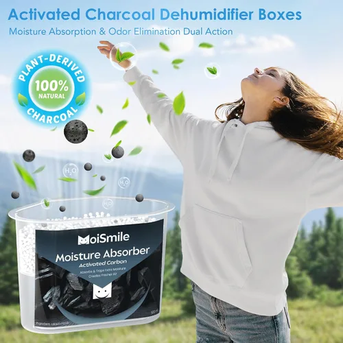Miniatura 7 de Absorbentes de humedad, acción rápida con carbón activado, absorbente de humedad y eliminador de olores para armario, baño, sótano, automóvil