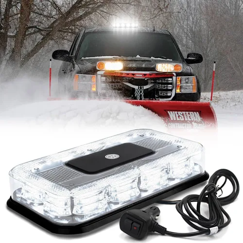 Miniatura 13 de Barra de luces estroboscópicas LED roja y azul de 12 pulgadas para techo, 72 LED, magnética, mini luz de advertencia de emergencia para vehículos
