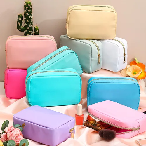 Miniatura 2 de Sweetude 10 bolsas de maquillaje de nailon para mujeres, bolsa organizadora de maquillaje reutilizable, bolsa de viaje para cosméticos, organizador