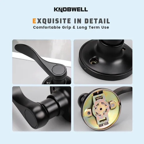 Miniatura 7 de KNOBWELL Paquete de 1 perilla de puerta falsa de palanca negra, manija de puerta negra inactiva para armario/pasillo, apertura a la izquierda