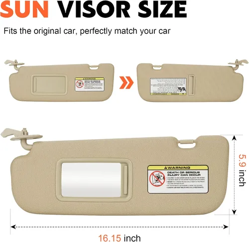 Miniatura 2 de Visera de Sol para Conductor Lado Izquierdo en Beige Reemplazo Compatible con Hyundai Elantra 2011, 2012, 2013, 2014, 2015 Reemplaza 852103X000TX