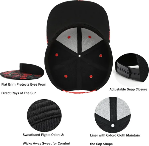 Miniatura 14 de Gorra de béisbol para hombre, estilo hip hop, visera plana, ajustable, unisex, ajustable, transpirable