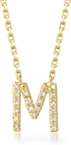 Miniatura 4 de Ross-Simons Collar con inicial acentuada de diamante en oro de 18 quilates sobre plata de ley