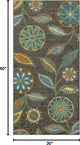 Miniatura 2 de Maples Rugs Reggie - Alfombra de pasillo floral, fabricada en Estados Unidos, lavable, antideslizante, alfombra de interior para cocina, pasillo