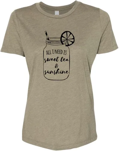 Miniatura 21 de Cute Women's Screen Printed Crew Neck Tee, Shirts With Sayings, Dusty Blue or Olive