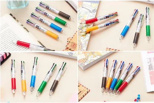 Miniatura 4 de Bolígrafo multicolor de 0.028 in, tinta de 4 colores (negro, azul, rojo, verde) en un bolígrafo retráctil para suministros escolares de oficina