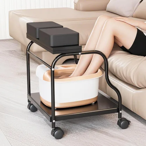 OmySalon Carrito de pedicura, carrito de baño de pies, carrito portátil para estética de uñas, taburete ajustable para manicura y masaje de pies con