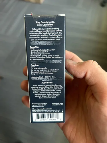 Miniatura 4 de SweatBlock Loción antitranspirante de manos para palmas sudorosas, 1.69 onzas líquidas, tamaño de viaje, tratamiento de hiperhidrosis de secado