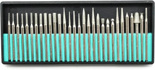Miniatura 5 de TEMO Juego de 30 brocas de vidrio con revestimiento de diamante grueso de 0.039 in (1/32 pulgadas), grano 80 con vástago de 1/8 pulgadas