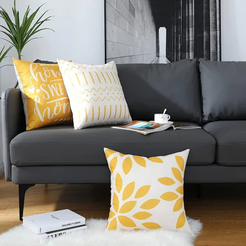 Miniatura 6 de Fundas de almohada de 18 x 18 pulgadas, fundas de almohada cuadradas de 18 x 18 pulgadas, juego de 4 fundas de almohada cuadradas bohemias y Amarillo