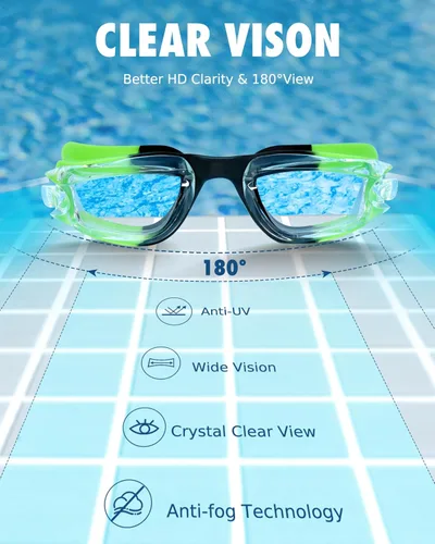 Miniatura 4 de Aegend - Gafas de natación de 2 unidades, gafas de natación para niños, niños y niñas de 3 a 14 años Azul y verde claro