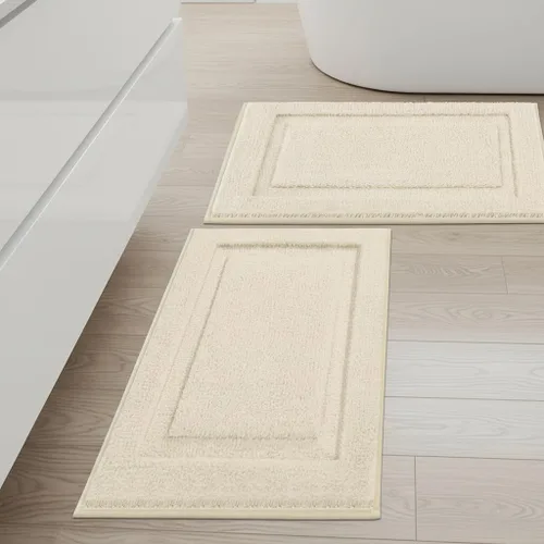 Miniatura 43 de SHACOS Juego de alfombras pequeñas de baño de 2 piezas con tapetes de baño en forma de U, tapetes de inodoro de 16x24 + 20x24 pulgadas, tapetes