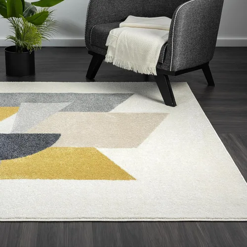 Miniatura 6 de Abani Deco Collection - Alfombra de área, diseño geométrico moderno crema/gris, de 4 x 6 pies, fácil de limpiar, duradera para niños y mascotas,