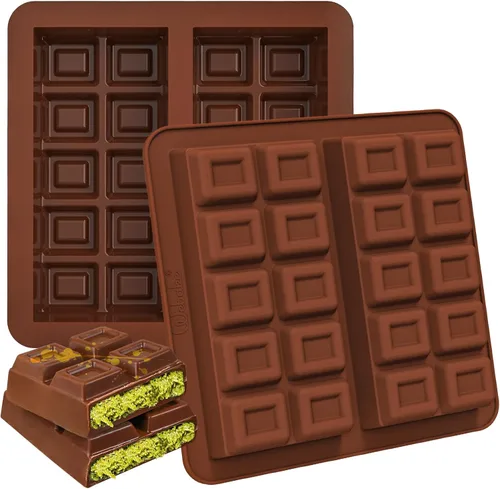Miniatura 9 de Webake The Original - Moldes de barra de chocolate profundo, 2 unidades, moldes de barra de chocolate Dubai de silicona platino de 1 pulgada