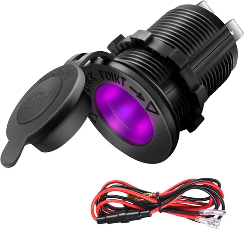 Miniatura 9 de ZHSMS - Enchufe para encendedor de cigarrillos, automóvil, motocicleta, ATV, RV, enchufe para encendedor, toma de corriente, receptáculo de 12V, Azul