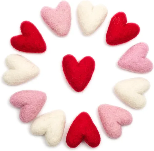 Miniatura 11 de Glaciart One Corazones de fieltro rojo – 1.5 pulgadas (10 piezas) – Fieltro de aguja – Fieltro de aguja y aceites esenciales listos – Hecho a mano
