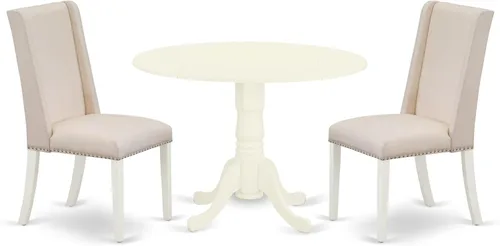 Miniatura 15 de East West Furniture DLFL3-ABK-21 - Juego de mesa de comedor de 3 piezas contiene una mesa de cocina redonda con gotas y 2 sillas de comedor Parsons