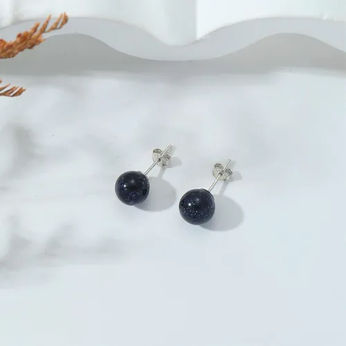 Miniatura 120 de Natural Stone Stud Earrings for Women 8mm Sterling Silver Genuine Gemstone Earrings Handmade Sterling Silver Crystal Stud Earrings for Women