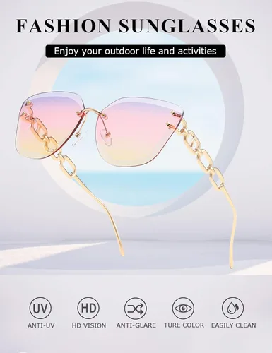 Miniatura 4 de AEVOGUE - Los lentes de sol para mujer, sin bordes, lentes de corte de diamante, de tamaño grande (AE0534)