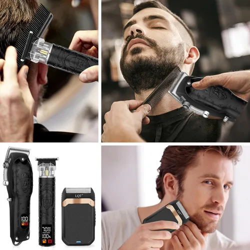 Miniatura 6 de Juego de cortapelos profesional para hombres, afeitadora eléctrica, maquinilla de afeitar inalámbrica, cortadora de pelo, cortadora de barba, kit