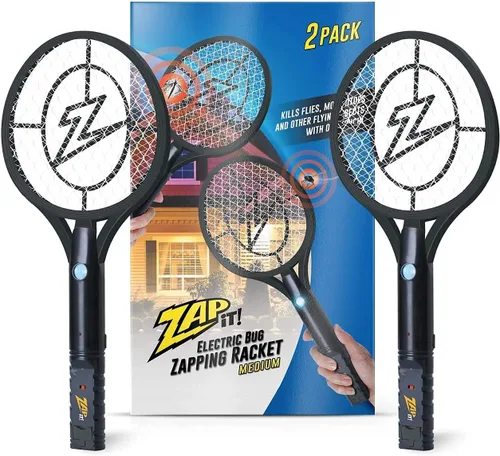 Miniatura 19 de Zap It Bug Zapper - Raqueta mata mosquitos recargable de 4000 voltios, cable de carga USB, Paquete de 2 Amarillo