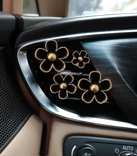 Miniatura 4 de Clips de ventilación para ambientador de auto con flores de margarita, 4 piezas de lindos accesorios para auto para mujeres, decoración femenina
