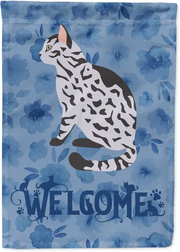 Miniatura 79 de Caroline's Treasures CK5047CHF Ojos Azules - Bandera de bienvenida con diseño de gato para casa de porche, grande, para colgar en la pared