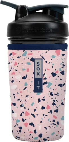 Miniatura 47 de Sok It BotlSok Botella Mezcladora de Proteínas con Funda Aislante de Neopreno (Floral Abstracto, Se Ajusta a Mezcladoras de 24oz)