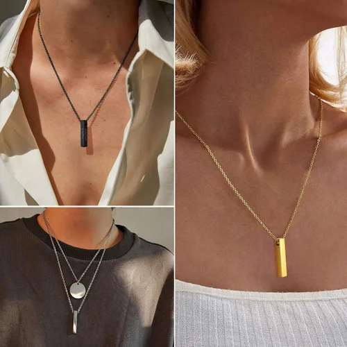 Miniatura 4 de FindChic Collares personalizados con urna para cenizas, barra vertical, gato, luna, reloj de arena, garra de perro, acero inoxidable, chapado en oro