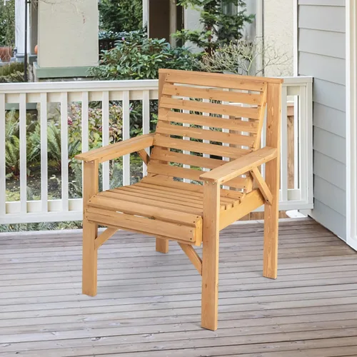 Miniatura 2 de Giantex Sillas de comedor para patio al aire libre, sillas bistró de madera maciza, respaldo inclinado, asiento ancho, sillas interiores