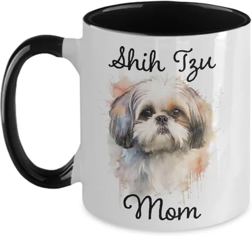 Taza de café Shih Tzu Mom, taza conmemorativa de acuarela para mascotas. Regalos para mamás de perros, regalo para amantes de los perros