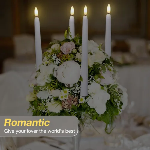 Miniatura 6 de Tuanse Paquete de 20 Velas Cónicas Blancas Sin Llama Parpadeantes a Granel Largas LED de Adviento Candelabros Operadas con Batería con Control Blanco