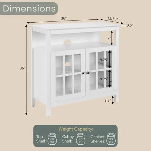 Miniatura 3 de Convenience Concepts Big Sur Highboy Soporte de TV de 36 pulgadas, moderno centro de entretenimiento para televisores de hasta 40 pulgadas, armario