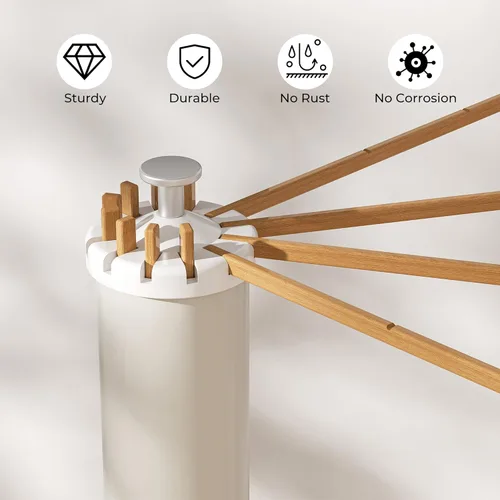 Miniatura 7 de SUNOUTLY Estante de secado de ropa con trípode, estante portátil y plegable para ahorrar espacio, estante para secadora de ropa, balcón, dormitorio