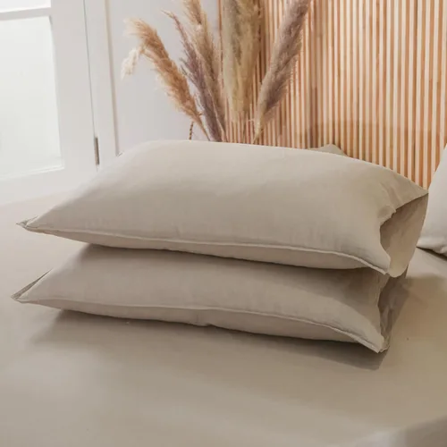 Miniatura 5 de Fundas de almohada de lino francés – Fundas de almohada de lino que absorben la humedad, tamaño King (20 x 40 pulgadas), color caqui Lino Caqui