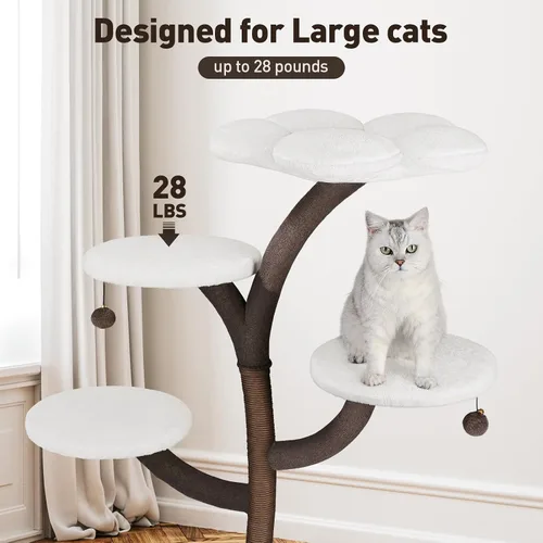 Miniatura 3 de Mavpet Árbol para gatos moderno de varios niveles, torre para gatos todo en uno con poste rascador, casas de árbol de flores para gatos
