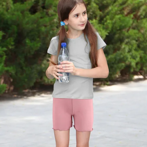 Miniatura 5 de Ruisita Paquete de 6 pantalones cortos con volantes para niños pequeños y niñas, pantalones cortos de bicicleta con ruedas, pantalones cortos