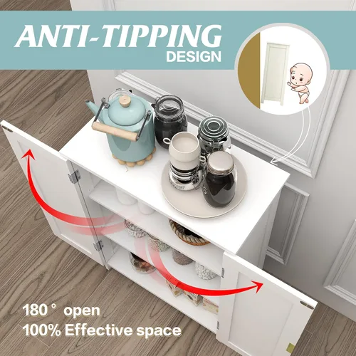 Miniatura 4 de TaoHFE Gabinete de almacenamiento de baño gris, gabinetes de baño independientes con 2 puertas, armario de toallas para baños, gabinetes de baño