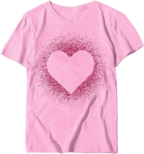 Miniatura 35 de Camisetas de manga corta con estampado de corazón para mujer, camisetas de ajuste regular, linda y divertida, ropa de regalo 2023