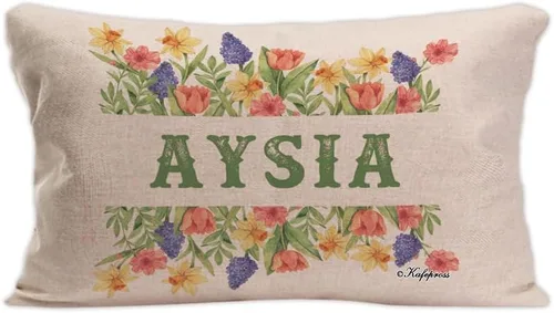 Miniatura 14 de Custom Gifts Bloom Flowers Green Leaves Personalized Floral Pillowcase with Name, 16x16 Inch Double Sided, Spring Summer Flower Pillow Cover Gifts