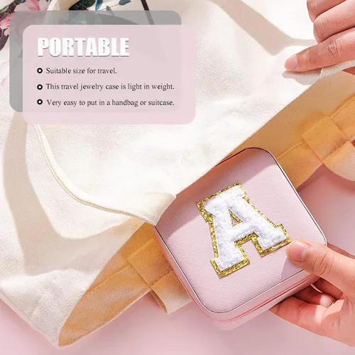 Miniatura 6 de MODENGKONGJIAN Joyero de viaje para mujer, a la moda, para anillos, collares, aretes, joyería, caja organizadora, pequeña, portátil, personalizada