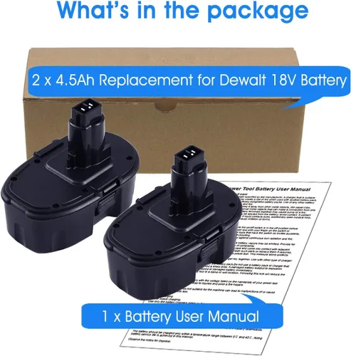 Miniatura 7 de 2 paquetes de 18V 4.5Ah DC9096 DC9098 Ni-Mh de repuesto para batería Dewalt de 18V 4500mAh XRP compatibles con herramientas inalámbricas Dewwalt 18