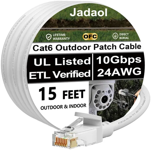 Miniatura 33 de Cable Ethernet Cat 6 de 1 pie (paquete de 6), para exteriores e interiores, compatible con red Cat7 de 10 Gbps, cable de conexión LAN plano