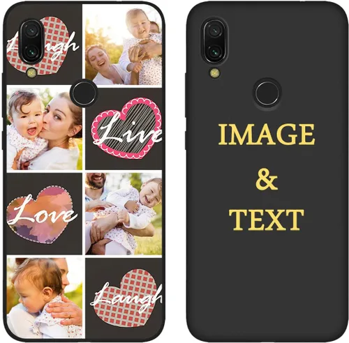 Miniatura 10 de Funda personalizada para teléfono Redmi Note 7 de 6.3 pulgadas, funda personalizada con múltiples imágenes, funda suave con nombre, regalo de Negro