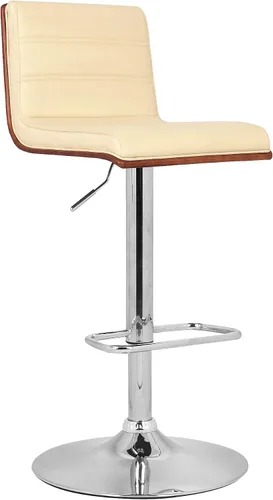 Miniatura 14 de Armen Living Adele - Taburete giratorio moderno de altura ajustable de piel sintética y madera de nogal con base cromada para encimera de isla
